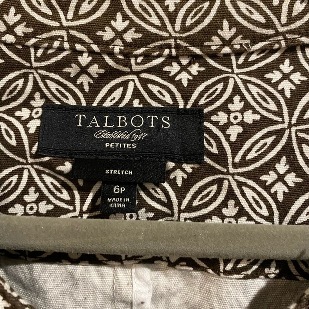 Talbots Brown Pattern One Button Blazer Sz 6p - image 3